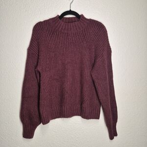 Old Navy Rich Burgundy Knitted Sweatshirt Sweater Womens Size M Grandmacore